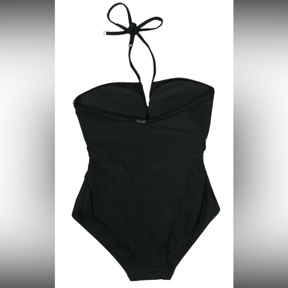 Calvin Klein BLACK MULTI ISLAND FLORAL SHIMMER V-Wire One-Piece Swimsuit - Picture 4 of 11